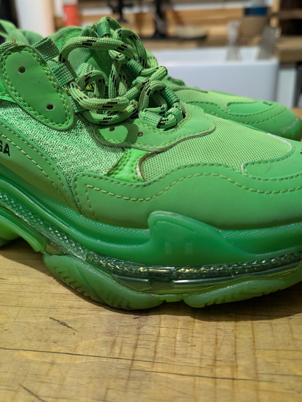 Balenciaga Neon Green Mens Triple S-Style Sneaker